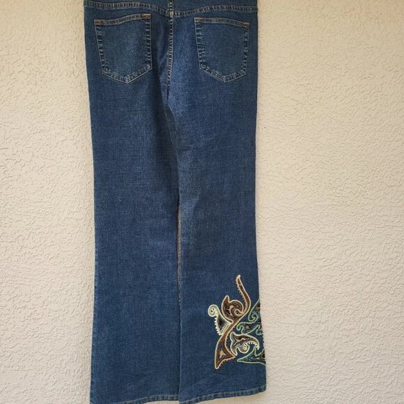 Azita Woman's Blue Embroidered/Beaded/Animal Print/Paisley Bootcut Jeans Sz 6 - Picture 4 of 7